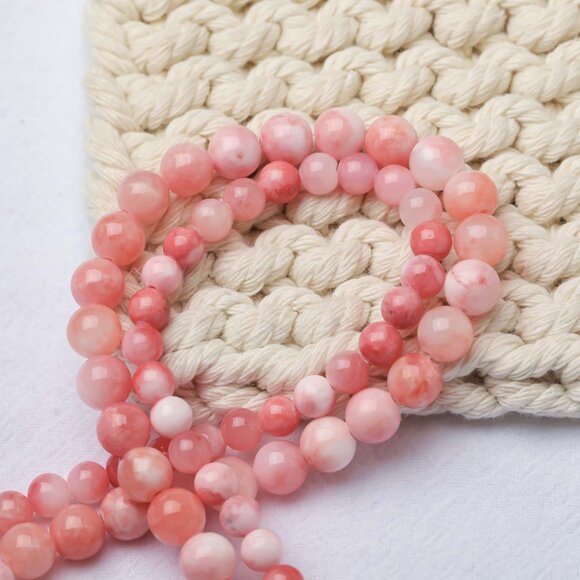 6mm Pink Persian Jade Round Beads Jewelry Making - Picture 1 of 3